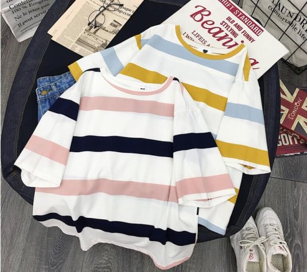 画像2: レディース春夏tシャツ 綿 ショート トップス 横柄 半袖 シンプル ゆったり 薄地 日常用 外出 旅行 通学 通勤 人気 10代/20代/30代/40代 (2)