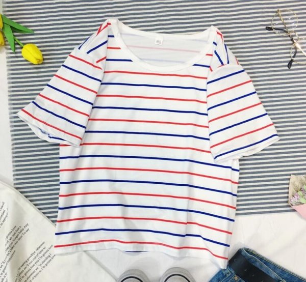 画像10: レディース春夏tシャツ 綿 ショート トップス 横柄 半袖 シンプル ゆったり 薄地 日常用 外出 旅行 通学 通勤 人気 10代/20代/30代/40代 (10)