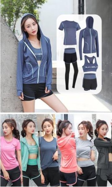 画像3: スポーツウェア セットアップ  スポーツウエア5点セット ランニングウエア UVカット セットアップ レディース (3)