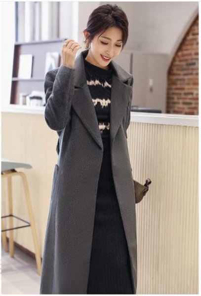 画像18: 秋冬服 上着 防寒 女性用  年中セール 秋冬再販開始 超ロングコート ガウン レディース アウター メルトン aライン ミモレ丈 ベルト 無地 ブ (18)