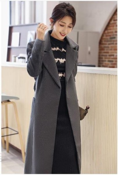 画像15: 秋冬服 上着 防寒 女性用  年中セール 秋冬再販開始 超ロングコート ガウン レディース アウター メルトン aライン ミモレ丈 ベルト 無地 ブ (15)