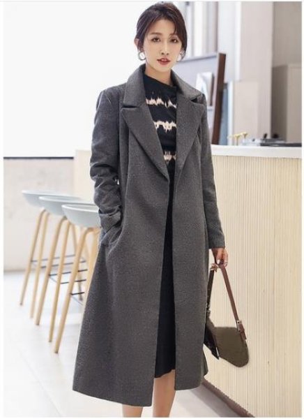 画像14: 秋冬服 上着 防寒 女性用  年中セール 秋冬再販開始 超ロングコート ガウン レディース アウター メルトン aライン ミモレ丈 ベルト 無地 ブ (14)