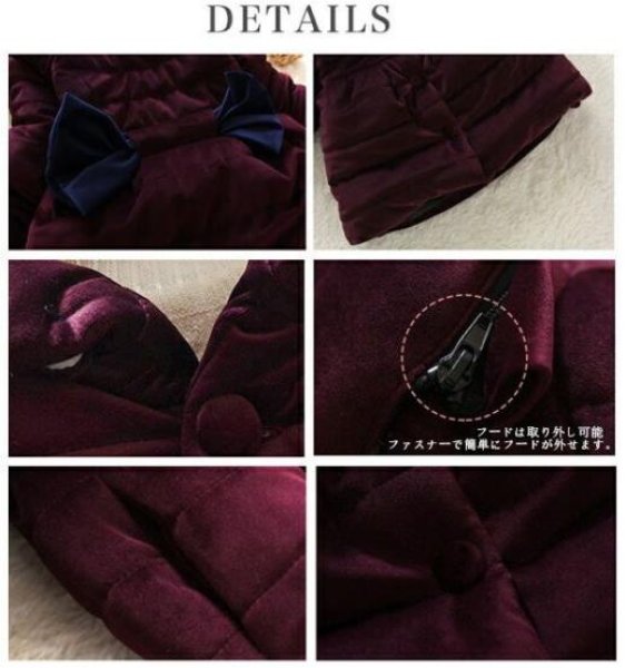 画像9: あったかな中綿ジャケットは毎年の冬定番  短納期 中綿ジャケット ファーコート ジャンパー コート ジャケット 後ろリボン付き 中綿コート 女の子用 防寒 (9)