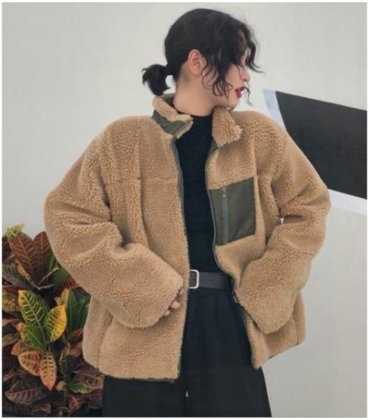 画像10: コートウールコート ボアブルゾン レディース フードなし  コートウールコート ボアブルゾン レディース フードなし スタンドカラー ジップアップ 中綿 厚手 おしゃれ 切り替え 軽量 冬 (10)