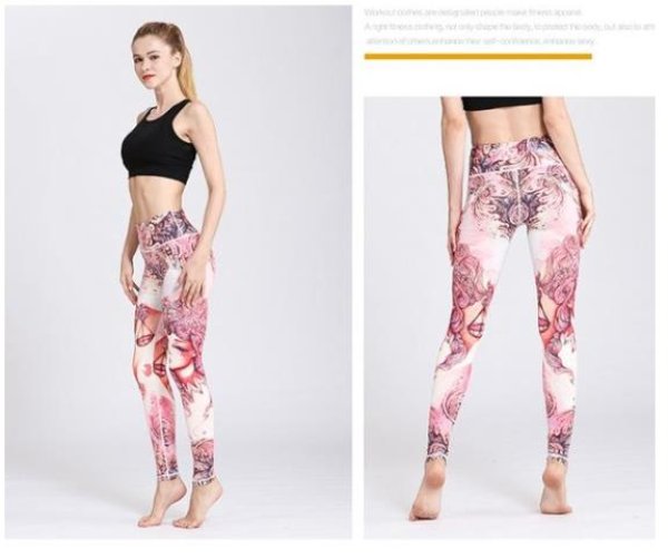 画像16: スポーツレギンス　ヨガパンツ　12星座 花柄　レディース 着圧タイツ レディースパンツ 9分丈 (16)