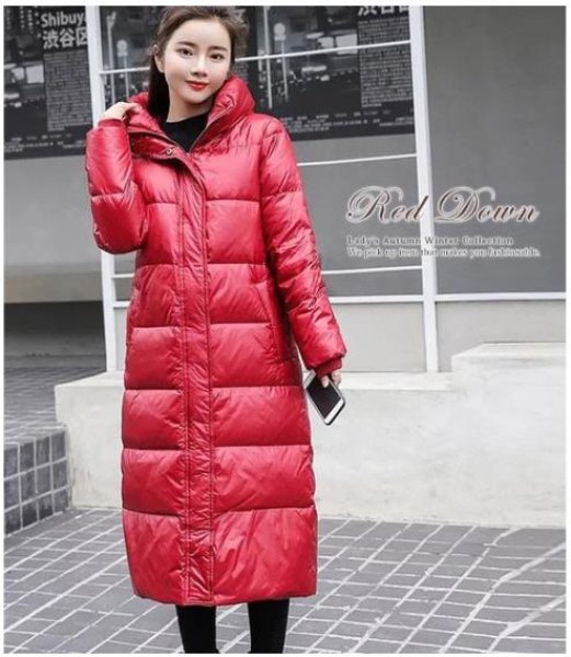 画像15: ボリューム感のある割に軽いダウンは毎年の冬定番  赤字セール ☆ダウンコート レディース ロング ダウンジャケット エナメル フード スタンドカラー aライン 着痩せ 撥水 ブラック 無地 厚手 (15)