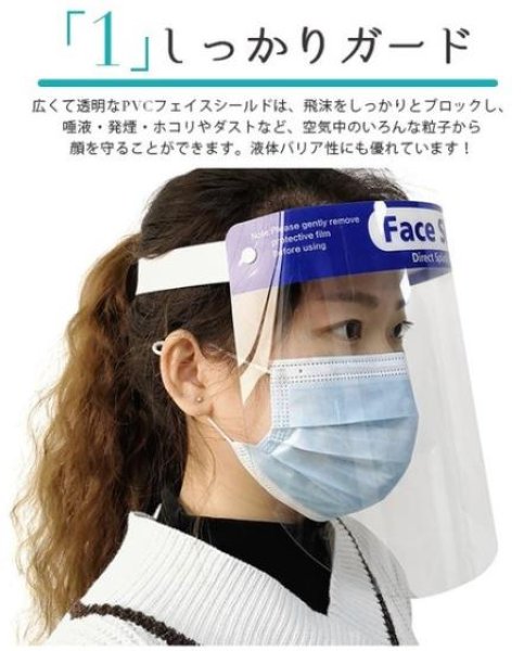 画像3: 目の保護 クリア 高透過率 油はね防止 曇り止め  即納 フェイスシールド フェイスカバー マスク 防塵 マスク 火傷 防護マスク スポンジ ゴムバンド フェイスカバー 5枚セット 透明シールド (3)