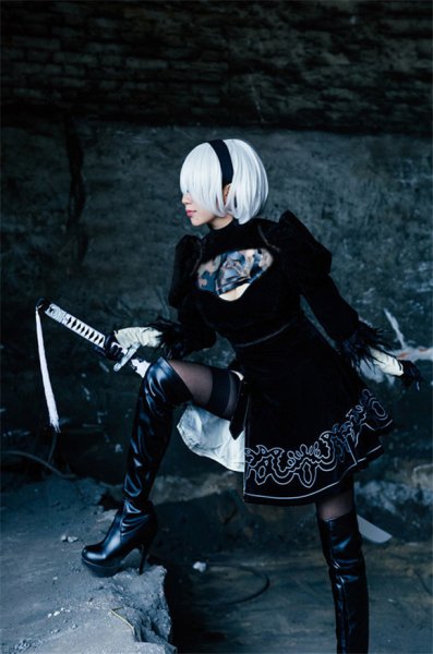 画像6: ゲーム コスプレ 衣装 NieR:Automata ニーアオートマタ 2B ヨルハ二号 B型 コスプレ衣装 ワンピース コスチューム コス レイヤーさん cosplay cos 完コス コミケ 衣装 仮装 学園祭 文化祭 (6)