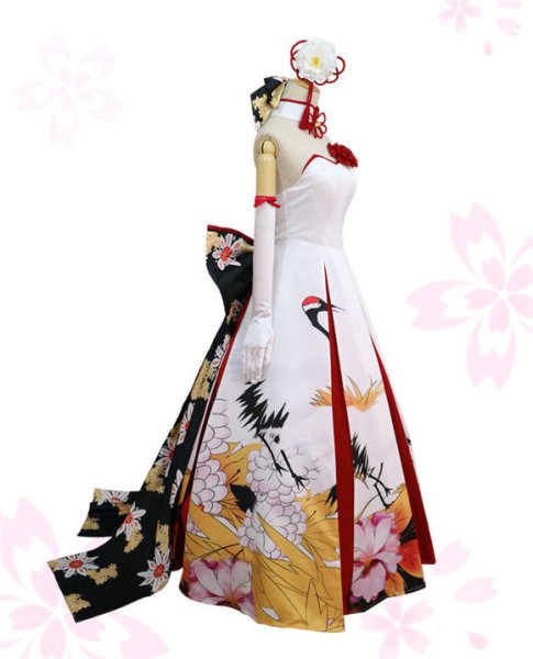 画像3: 送料無料 ゲーム アプリ コスプレ衣装 Fate/GrandOrder FGO saber セイバー アルトリア・ペンドラゴン 新年 和風 和装 鶴 ドレス コスチューム コス レイヤーさん cosplay cos 完コス コミケ 衣装 仮装 学園祭 文化祭 大人用 (3)