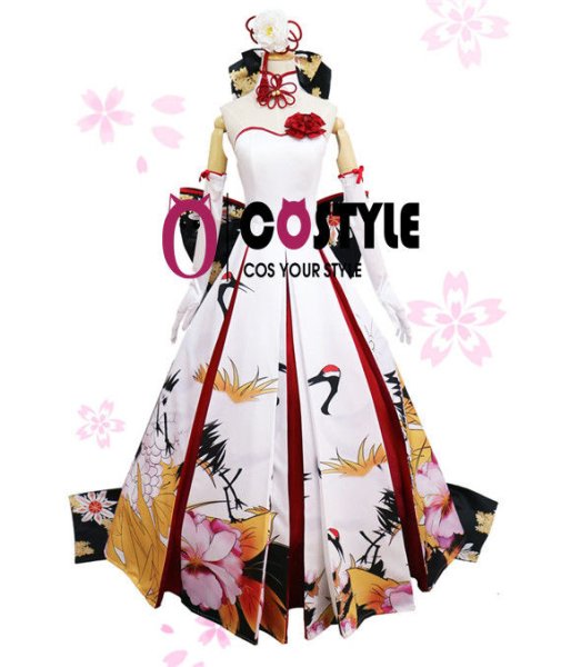 画像4: 送料無料 ゲーム アプリ コスプレ衣装 Fate/GrandOrder FGO saber セイバー アルトリア・ペンドラゴン 新年 和風 和装 鶴 ドレス コスチューム コス レイヤーさん cosplay cos 完コス コミケ 衣装 仮装 学園祭 文化祭 大人用 (4)