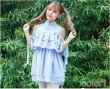 画像2: チャイナ服　風　スタンドカラー　肩あき　オフショルダー　ワンピース　ワンピ　ミニワンピ　ふりふり　フリル　チャイナメイド　メイド服　コスプレ　コスチューム　コス　衣装　仮装　余興 宴会　学園祭　文化祭　パーティー　大人用　レディース　女性　水色 (2)