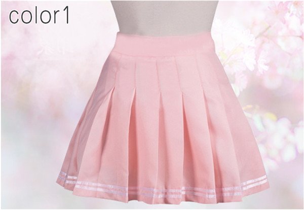 画像6: 制服 2点セット 肉球 ブラウス シャツ 半袖 ふりふり プリーツ ライン入り スカート ホワイト ピンク 猫 コスプレ コスチューム コス アニメ 女子高生 高校生 中学生  女性 女子 レディース 大人用 (6)