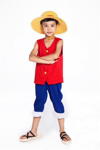 画像5: アニメ コスプレ ONE PIECE  ワンピース モンキー・D・ルフィ 袖なし 海賊王 船長 新世界編 衣装 漫画 キャラクター コスプレ衣装 コスチューム コス レイヤーさん cosplay cos 完コス コミケ 衣装 仮装 学園祭 文化祭 子供用 (5)