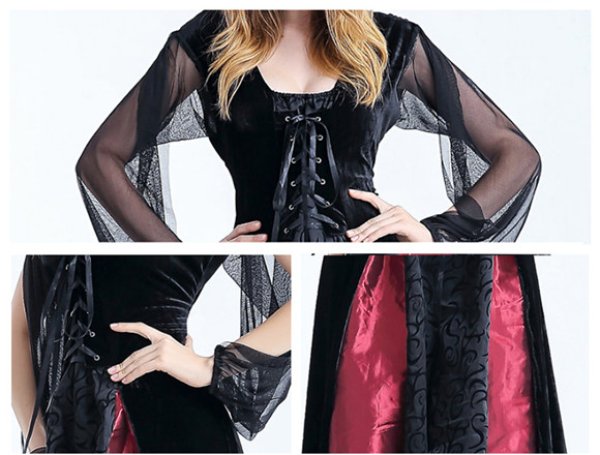 画像7: ハロウィン 衣装 魔女 魔法使い エルフ   魔法少女 ハロウィン ウィッチ 魔女 吸血鬼 コスプレ 衣装 コスチューム 大人用 レディース デビル ゾンビ 仮装 パーティー イベント クリスマス 文化祭 演劇 発表会 (7)