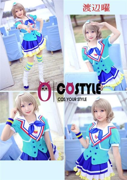 画像4: アイドル アニメ love live! ラブライブ!サンシャイン!! Aqours 青空 Jumping Heart ステージ衣装 覚醒後 スクフェス コスプレ衣装 コスチューム コス レイヤーさん cosplay cos 完コス コミケ 衣装 仮装 余興 宴会 学園祭 文化祭 (4)