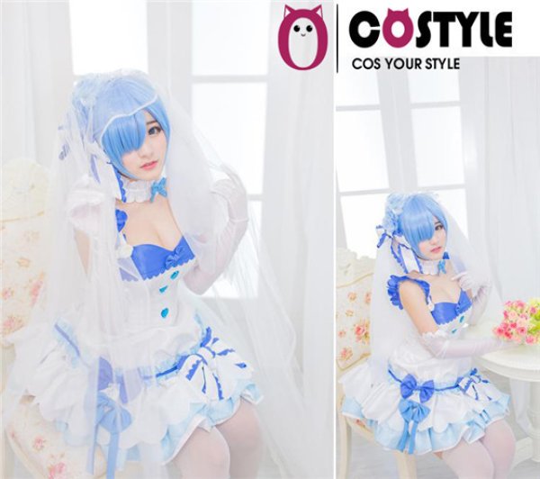 画像7: アニメ コスプレ 衣装 Re:ゼロから始める異世界生活 リゼロ ラム レム ウェディングドレス 漫画 キャラクター コスプレ衣装 コスチューム コス レイヤーさん cosplay cos 完コス コミケ 衣装 仮装 学園祭 文化祭 大人用 (7)