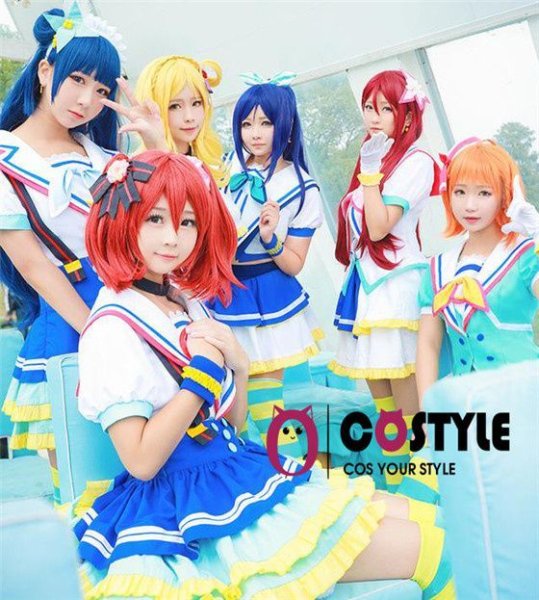 画像6: アイドル アニメ love live! ラブライブ!サンシャイン!! Aqours 青空 Jumping Heart ステージ衣装 覚醒後 スクフェス コスプレ衣装 コスチューム コス レイヤーさん cosplay cos 完コス コミケ 衣装 仮装 余興 宴会 学園祭 文化祭 (6)