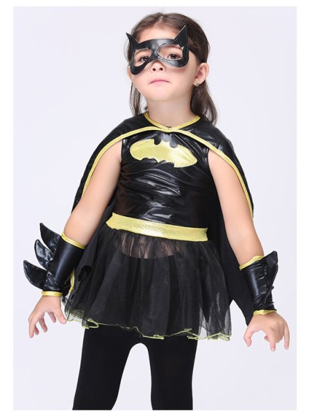 画像3: 4点セット】ハロウィン 衣装 子供 バッドマン スーパー ヒーロー アメコミ アメキャラ デビル ワンピース マント 仮面 ブラック 女の子 子供服 ハロウィーン halloween 仮装 キッズ ジュニア 女児 コスプレ コスチューム ダンス衣装 学芸会 演劇 発表会 パーティー  (3)