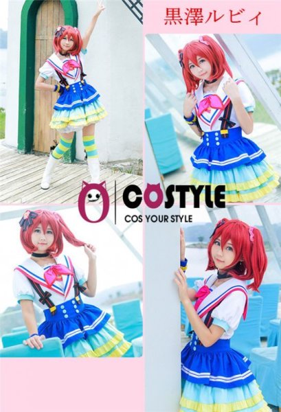 画像8: アイドル アニメ love live! ラブライブ!サンシャイン!! Aqours 青空 Jumping Heart ステージ衣装 覚醒後 スクフェス コスプレ衣装 コスチューム コス レイヤーさん cosplay cos 完コス コミケ 衣装 仮装 余興 宴会 学園祭 文化祭 (8)