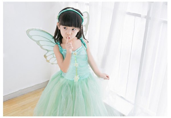 画像3: 【3点セット 送料無料】christmas Xmas クリスマス衣装 子供 妖精 ティンカー・ベル プリンセス ワンピース ドレス 羽付き 女の子 子供服 ハロウィーン halloween 仮装 キッズ ジュニア 女児 コスプレ コスチューム グリーン 緑 ダンス衣装 学芸会 演劇 発表会 パーティ (3)