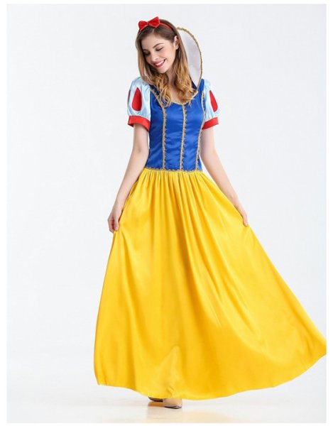 画像3: 【2点セット】christmas Xmas クリスマス衣装 白雪姫 ドレス カチューシャ付き 童話 プリンセス ワンピース princess キャラクター レディース 女性 ハロウィーン halloween ロング丈 大きいサイズ 仮装 コスプレ コスチューム セクシー ダンス衣装 学芸会 演劇 発表 (3)