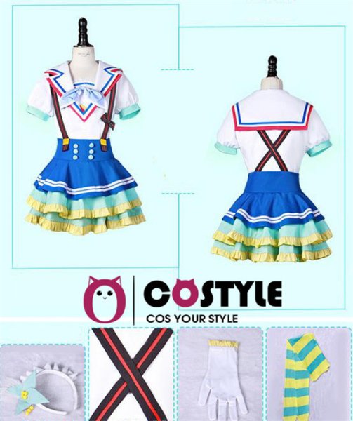 画像11: アイドル アニメ love live! ラブライブ!サンシャイン!! Aqours 青空 Jumping Heart ステージ衣装 覚醒後 スクフェス コスプレ衣装 コスチューム コス レイヤーさん cosplay cos 完コス コミケ 衣装 仮装 余興 宴会 学園祭 文化祭 (11)
