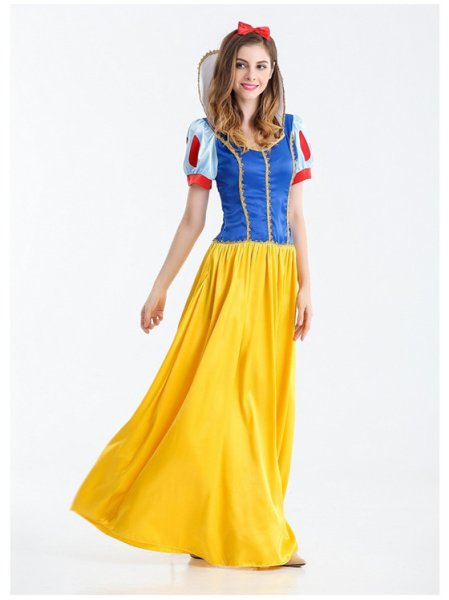 画像6: 【2点セット】christmas Xmas クリスマス衣装 白雪姫 ドレス カチューシャ付き 童話 プリンセス ワンピース princess キャラクター レディース 女性 ハロウィーン halloween ロング丈 大きいサイズ 仮装 コスプレ コスチューム セクシー ダンス衣装 学芸会 演劇 発表 (6)