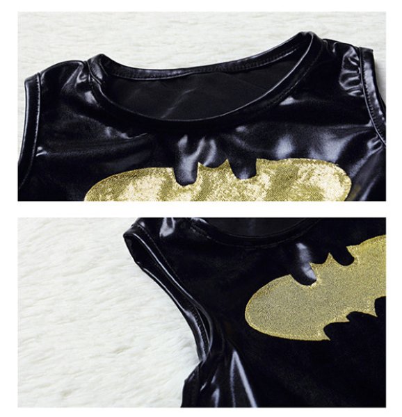 画像6: 4点セット】ハロウィン 衣装 子供 バッドマン スーパー ヒーロー アメコミ アメキャラ デビル ワンピース マント 仮面 ブラック 女の子 子供服 ハロウィーン halloween 仮装 キッズ ジュニア 女児 コスプレ コスチューム ダンス衣装 学芸会 演劇 発表会 パーティー  (6)