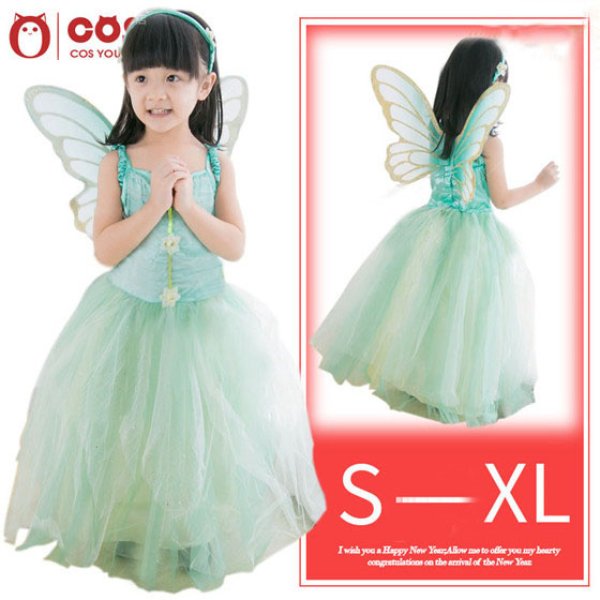 画像6: 【3点セット 送料無料】christmas Xmas クリスマス衣装 子供 妖精 ティンカー・ベル プリンセス ワンピース ドレス 羽付き 女の子 子供服 ハロウィーン halloween 仮装 キッズ ジュニア 女児 コスプレ コスチューム グリーン 緑 ダンス衣装 学芸会 演劇 発表会 パーティ (6)