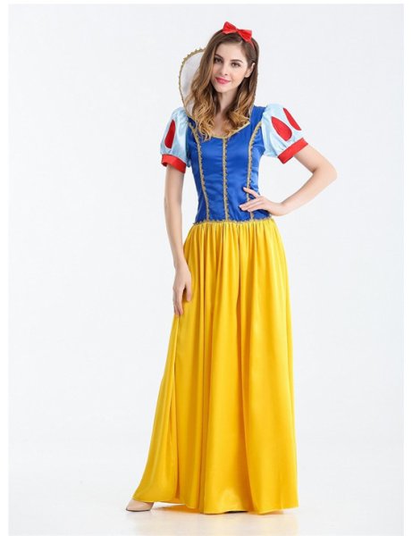 画像7: 【2点セット】christmas Xmas クリスマス衣装 白雪姫 ドレス カチューシャ付き 童話 プリンセス ワンピース princess キャラクター レディース 女性 ハロウィーン halloween ロング丈 大きいサイズ 仮装 コスプレ コスチューム セクシー ダンス衣装 学芸会 演劇 発表 (7)