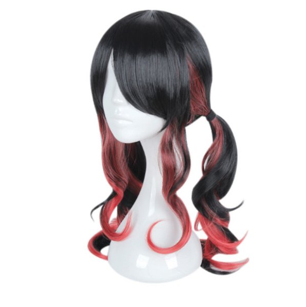 画像2: 送料無料 ゲーム コスプレ ウィッグ ネット付き アズールレーン Azur Lane アズレン 艦B 扶桑 戦艦 ロング ブラック レッド ツートン wig キャラクター 二次元髪型 かつら コス レイヤーさん cosplay cos 完コス コミケ 衣装 仮装 変装 学園祭 文化祭 (2)
