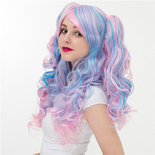 画像4: 送料無料 ロリータ コスプレ 耐熱 ウィッグ ネット付き wig キャラクター 二次元髪型 かつら コス レイヤーさん cosplay cos 完コス コミケ 衣装 仮装 変装 学園祭 文化祭 (4)