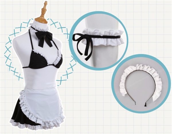 画像11: ゲーム アプリ コスプレ 衣装 Fate/Grand Order メイド オルタ 水着 ビキニ sexy セクシー コスプレ衣装 ドレス コスチューム コス レイヤーさん cosplay cos 完コス コミケ 衣装 仮装  学園祭 文化祭 大人用 (11)