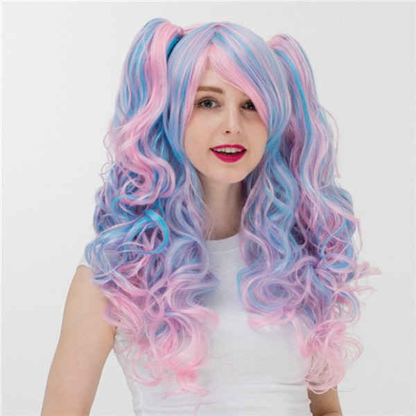 画像6: 送料無料 ロリータ コスプレ 耐熱 ウィッグ ネット付き wig キャラクター 二次元髪型 かつら コス レイヤーさん cosplay cos 完コス コミケ 衣装 仮装 変装 学園祭 文化祭 (6)