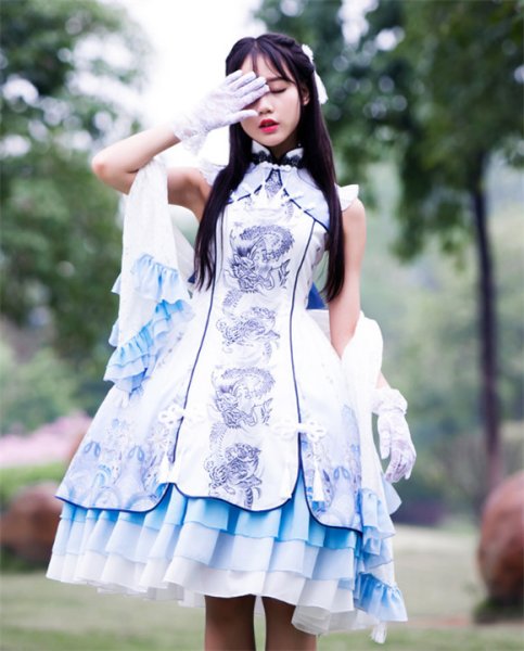 画像4: オフショルダー ロリータ ワンピース ロリータファッション lolita 清楚系 お嬢様 姫 デート服 女性 女子 レディース 大人用 (4)