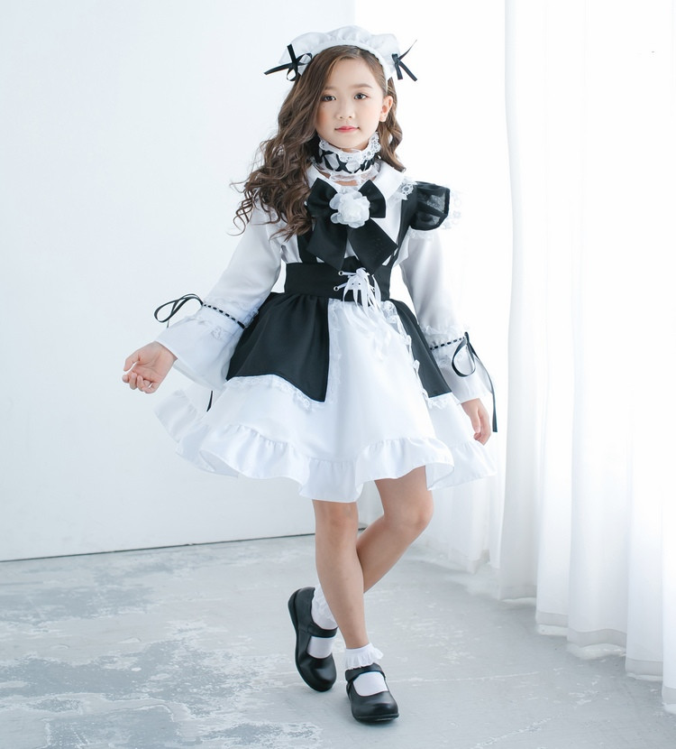 女性 女の子 メイド服 ロリータ ドレス 子供 マッチング ハロウィン 衣装